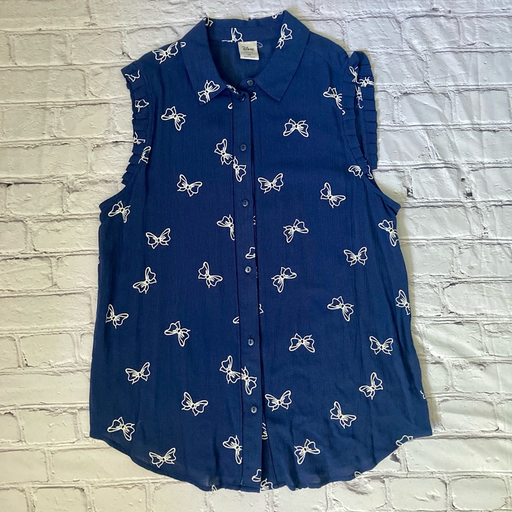 NWOT Disney Collection by Lauren Conrad Bows Button Shirt With Ruffle Sleeves